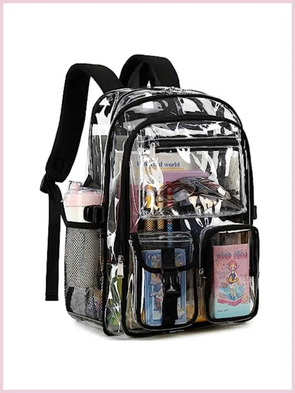 Clear Backpack PVC Heavy Duty Waterproof Transparent School Bookbag Large